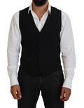 Dolce & Gabbana Black Virgin Wool Formal Waistcoat