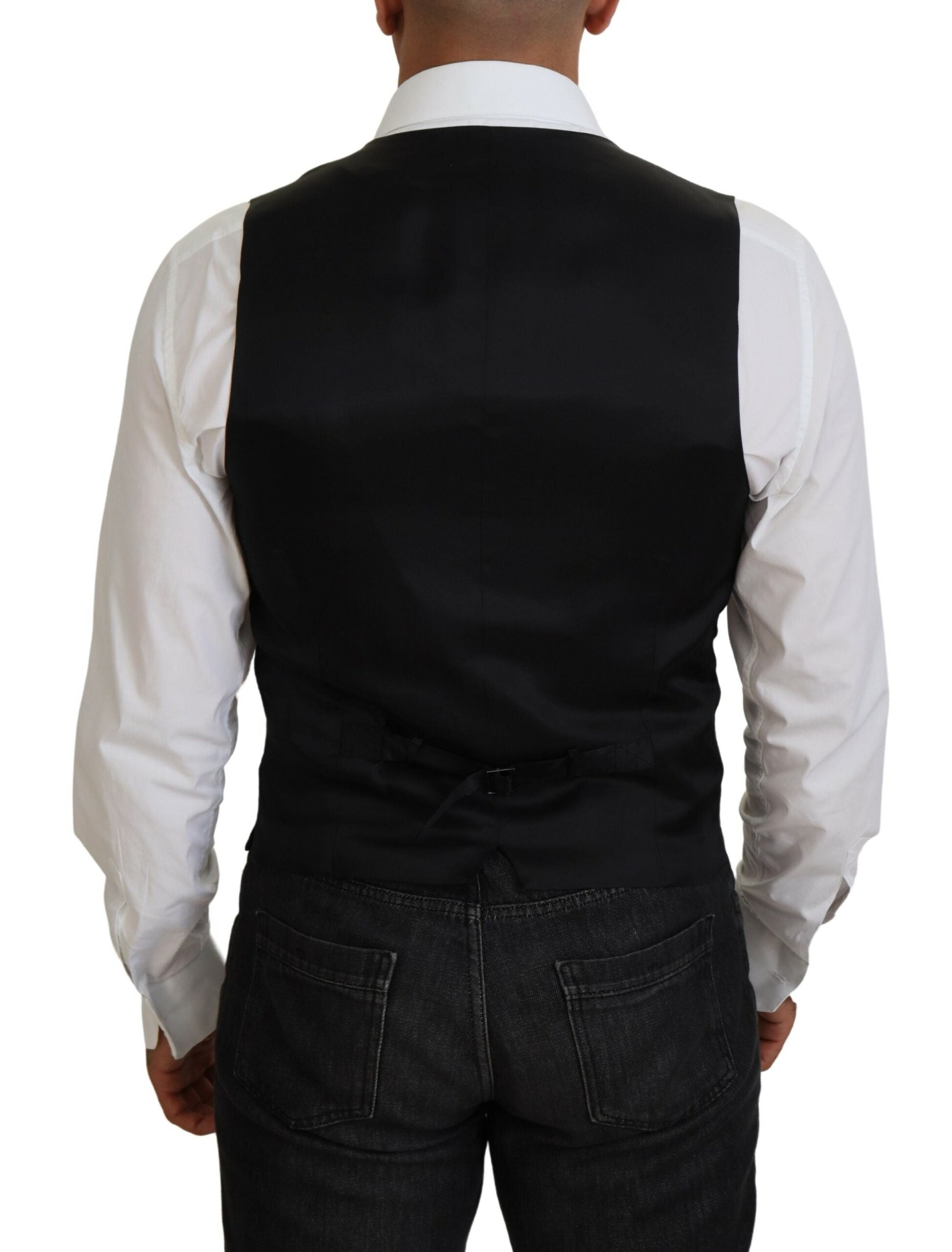 Dolce & Gabbana Black Virgin Wool Formal Waistcoat