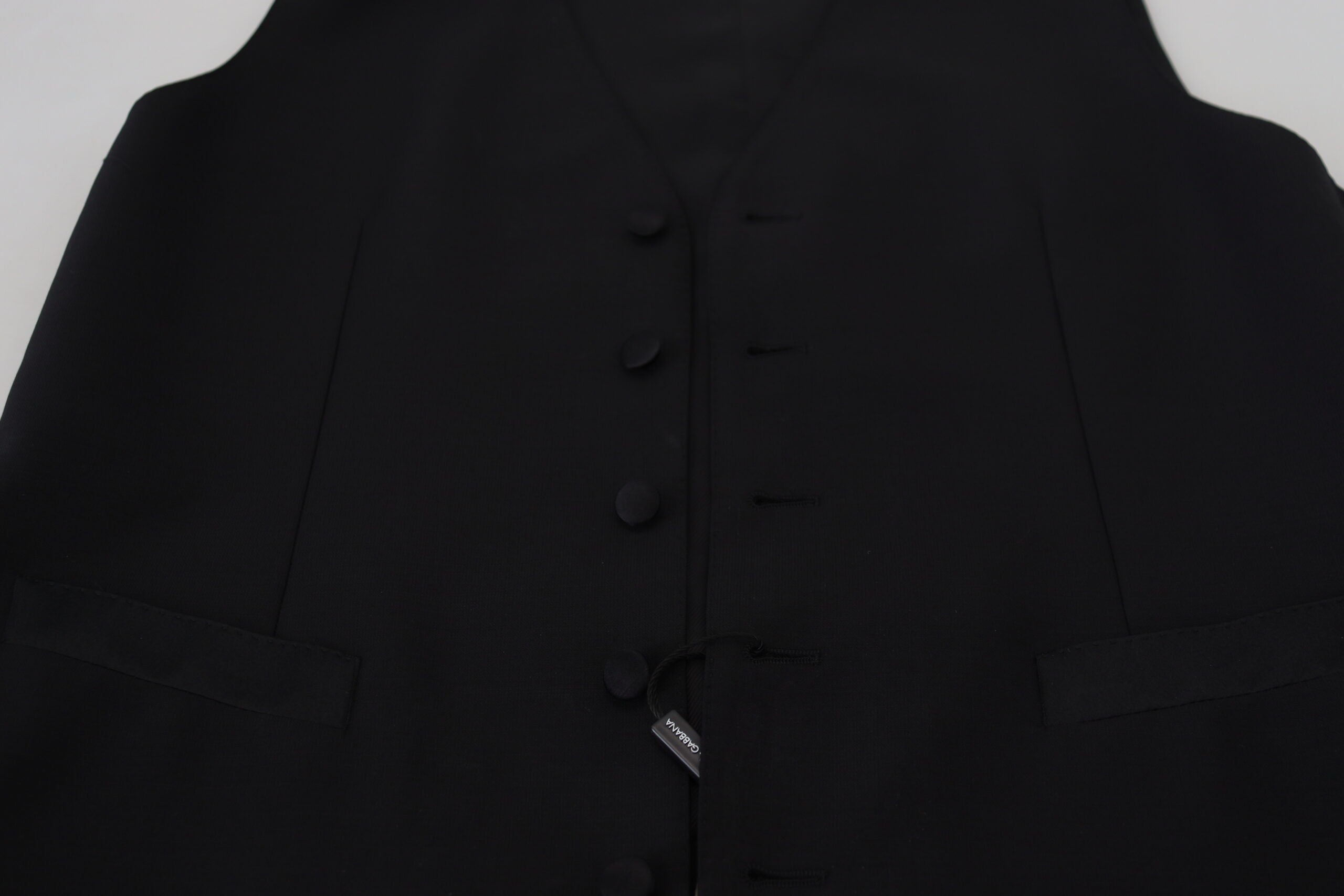 Dolce & Gabbana Black Virgin Wool Formal Waistcoat