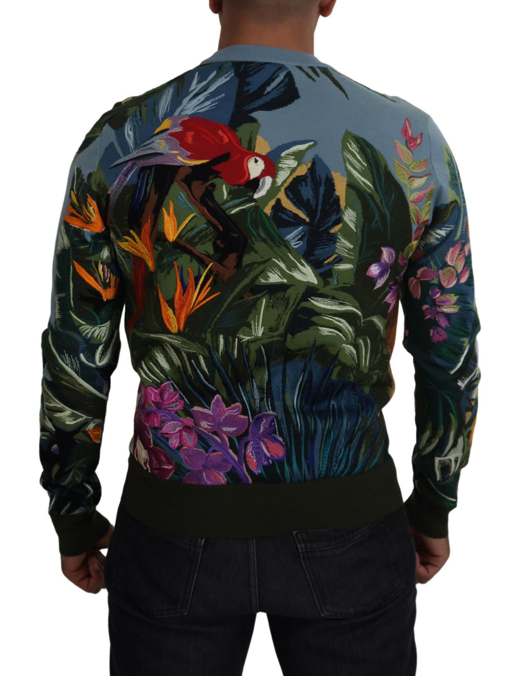 Dolce & Gabbana Multicolor Jungle Wool Sweater Logo Sweater