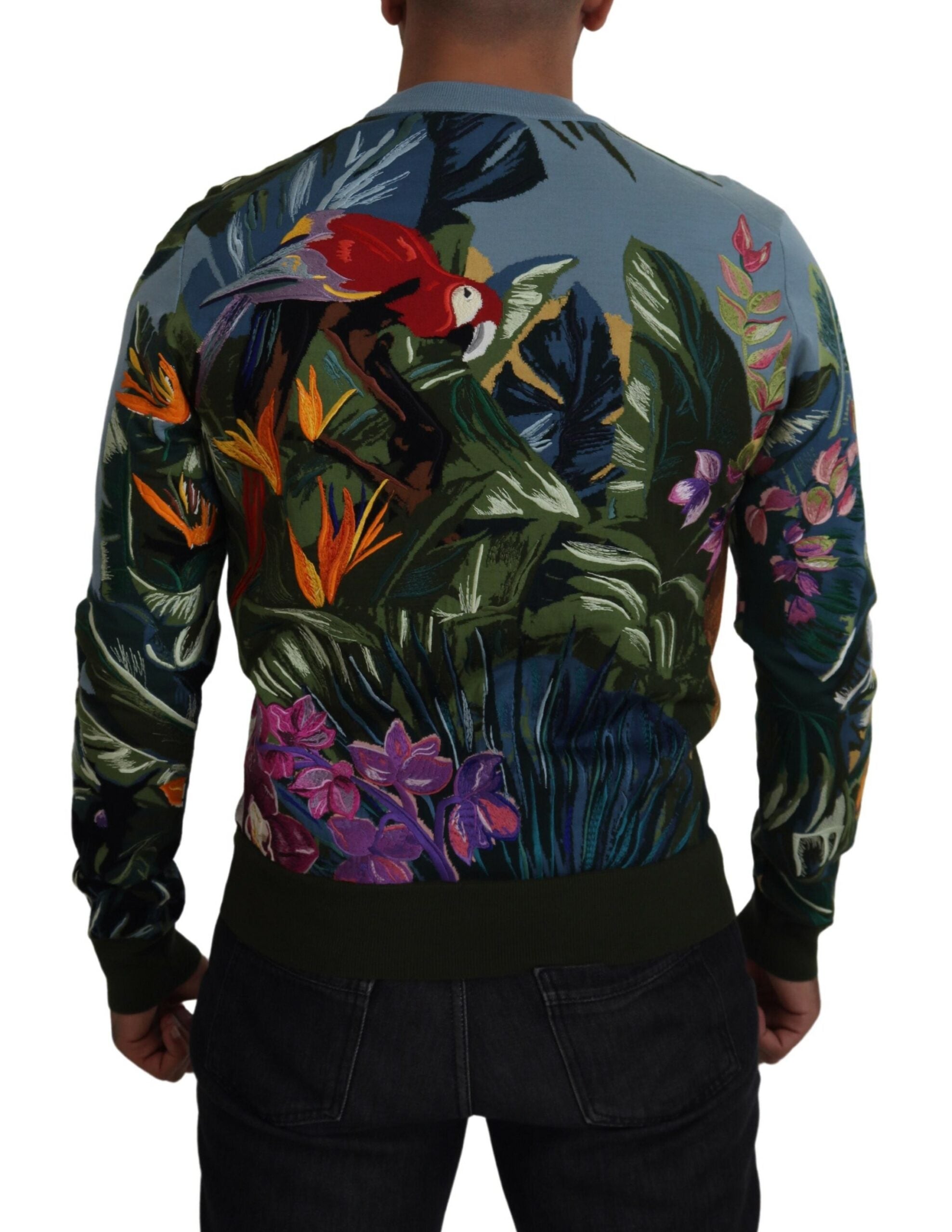 Dolce & Gabbana Multicolor Jungle Wool Sweater Logo Sweater