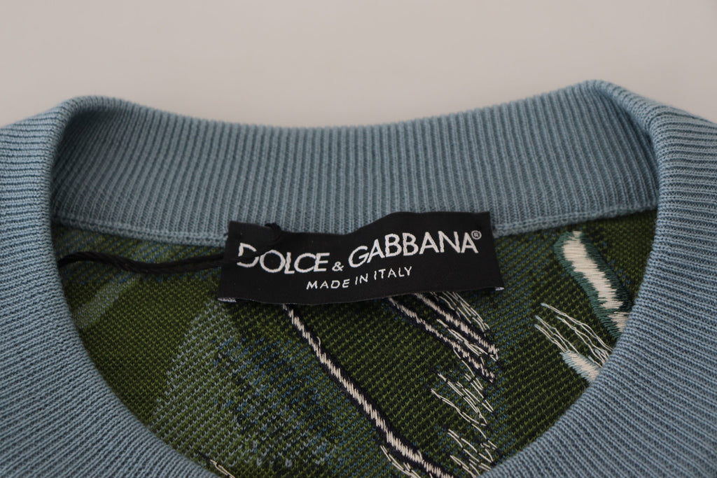 Dolce & Gabbana Multicolor Jungle Wool Sweater Logo Sweater