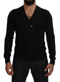 Dolce & Gabbana Schwarzer Kaschmir-Strickpullover mit Knopfleiste
