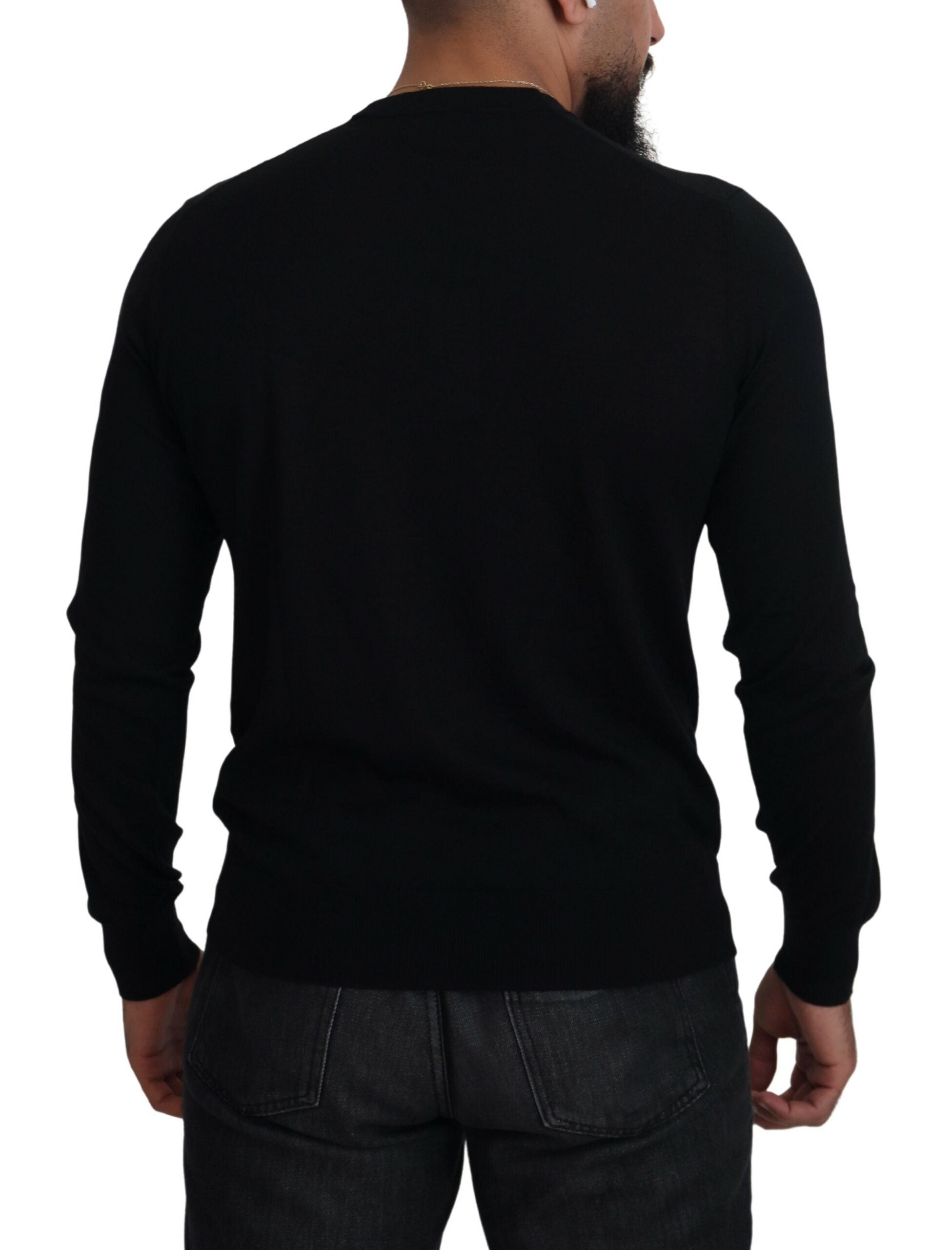 Dolce & Gabbana Schwarzer Kaschmir-Strickpullover mit Knopfleiste