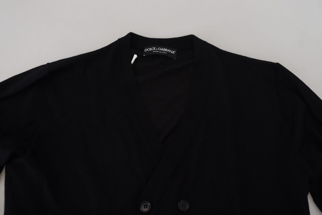 Dolce & Gabbana Schwarzer Kaschmir-Strickpullover mit Knopfleiste