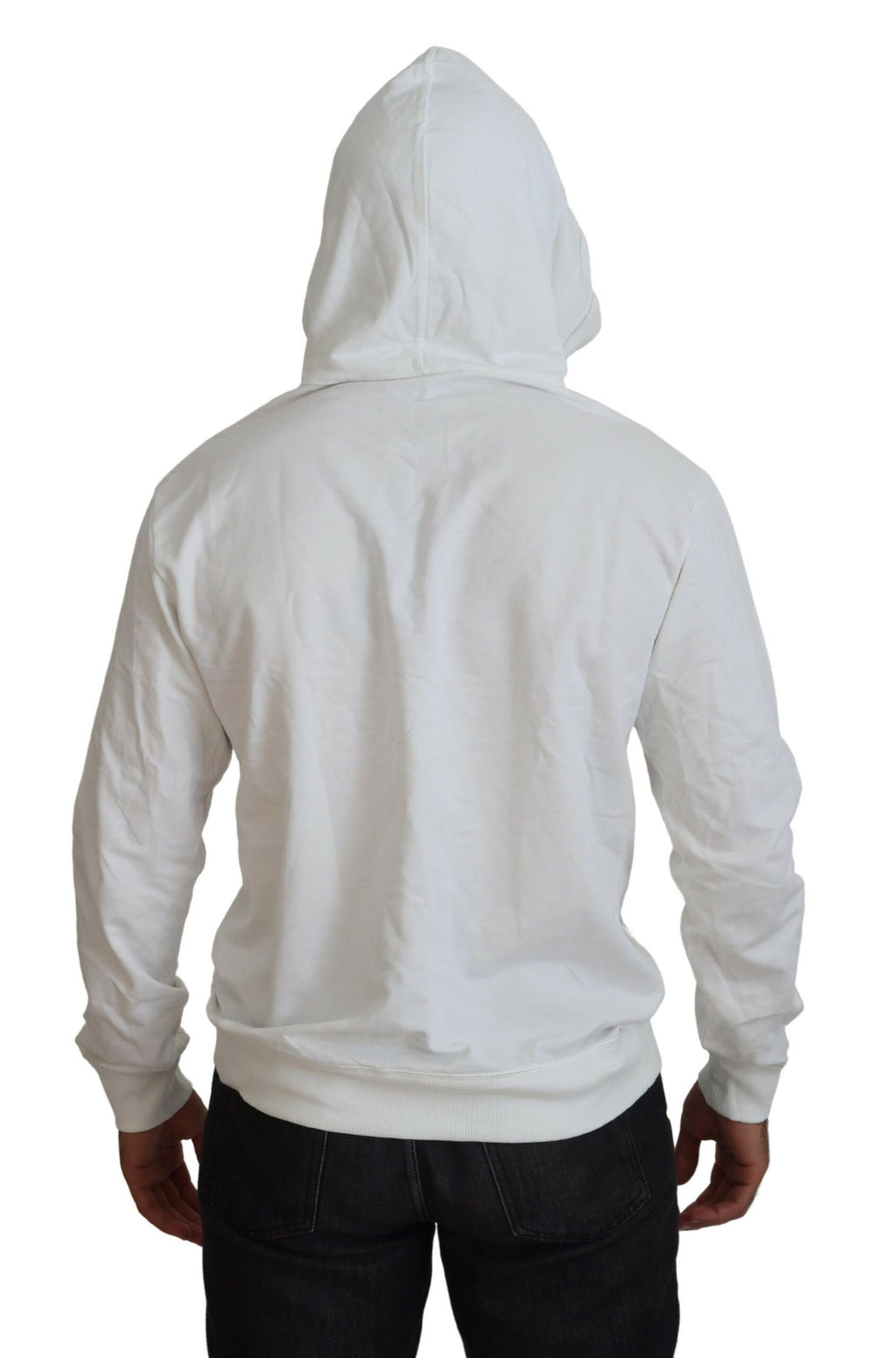 Dolce & Gabbana White Cotton Hoodie Logo Sweatshirt