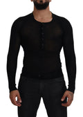 Dolce & Gabbana Schwarzer Kaschmir-Knopf-Pullover