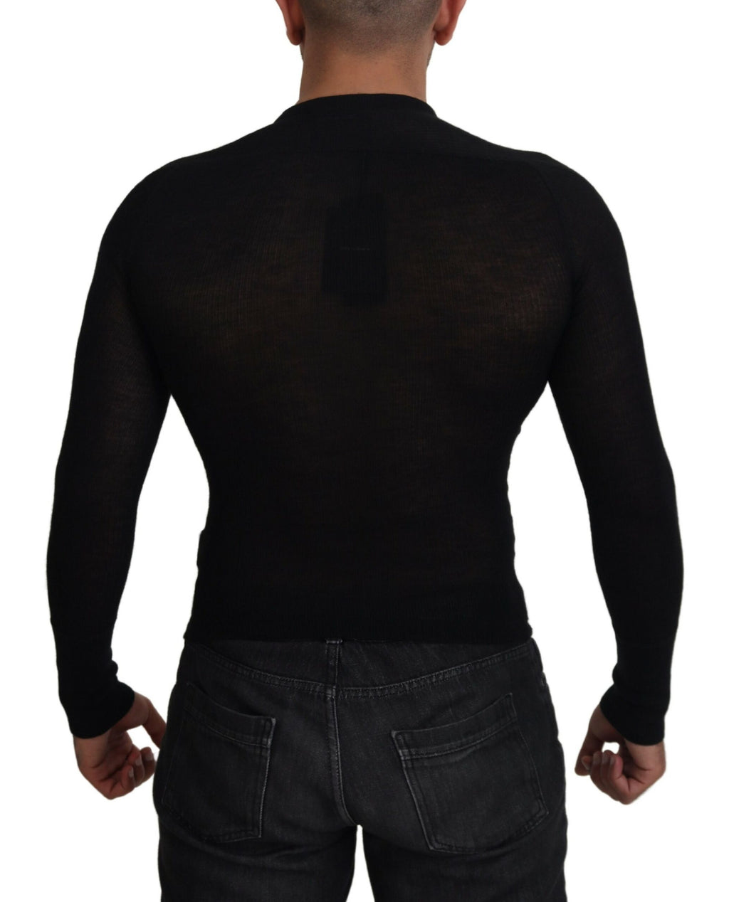 Dolce & Gabbana Schwarzer Kaschmir-Knopf-Pullover