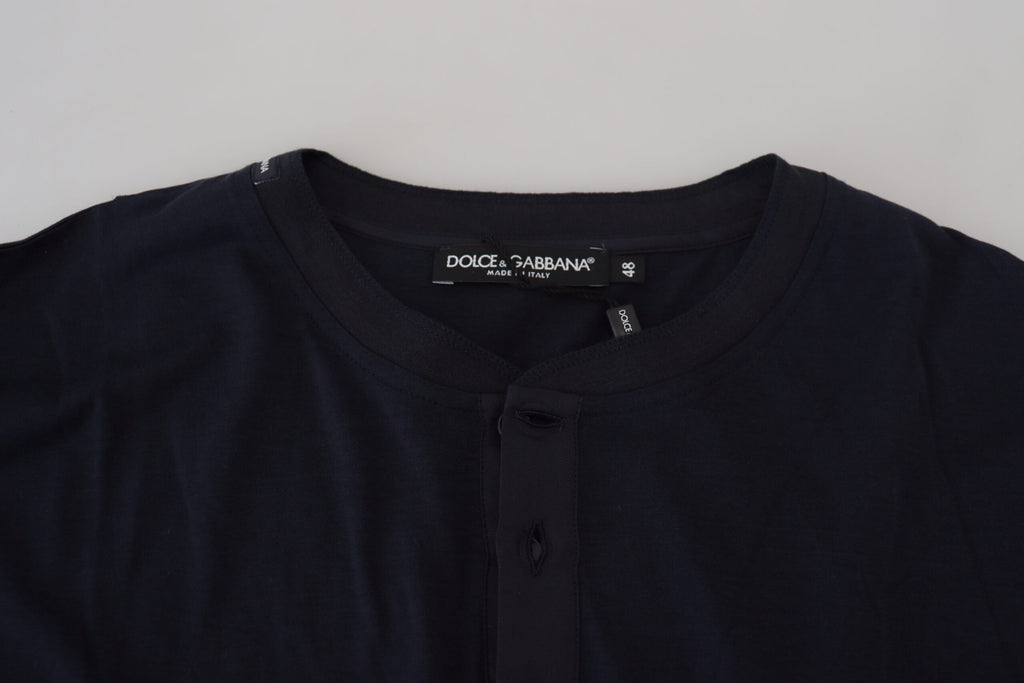 Dolce & Gabbana Blauer Baumwoll-Pullover mit Rundhalsausschnitt