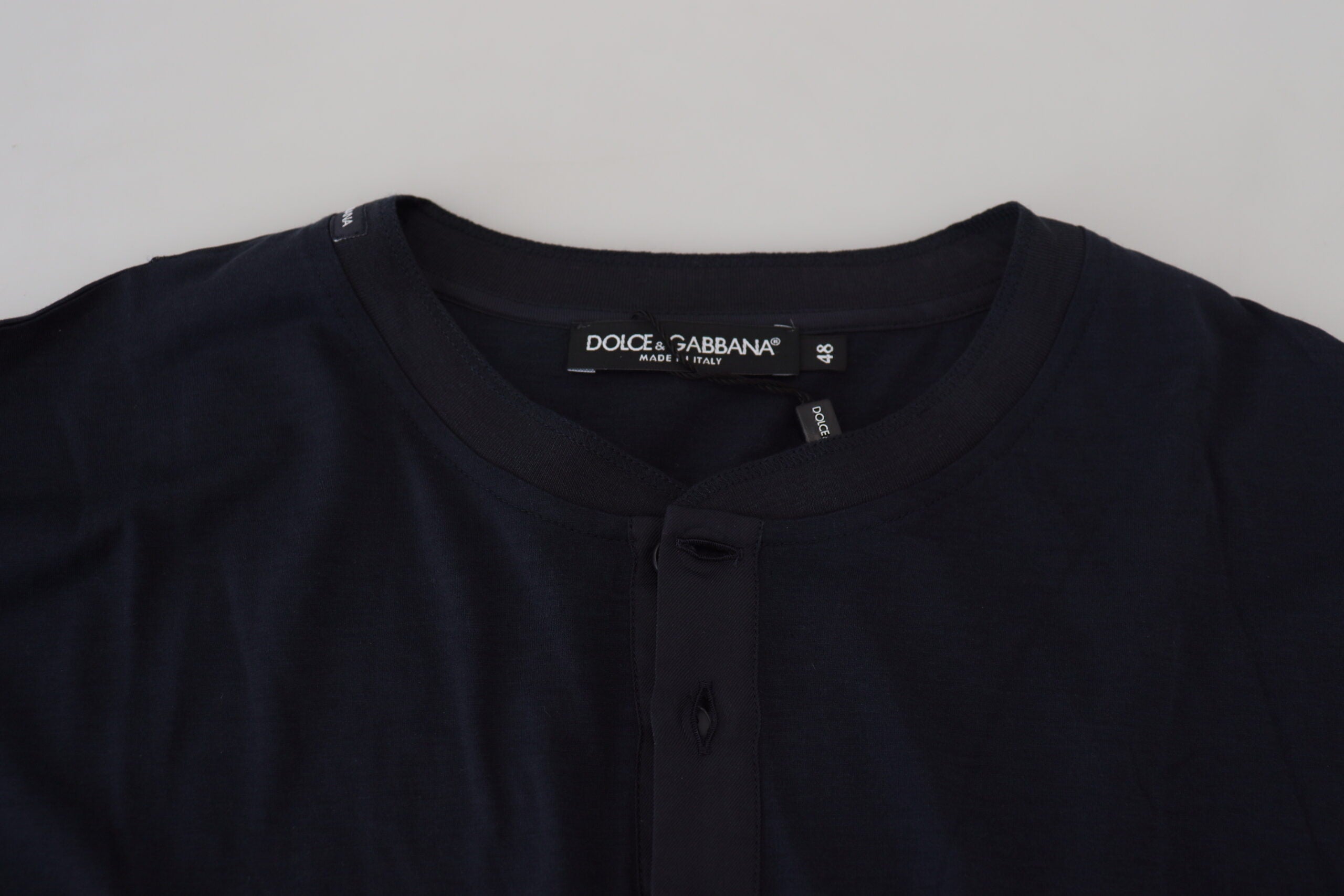 Dolce & Gabbana Blauer Baumwoll-Pullover mit Rundhalsausschnitt