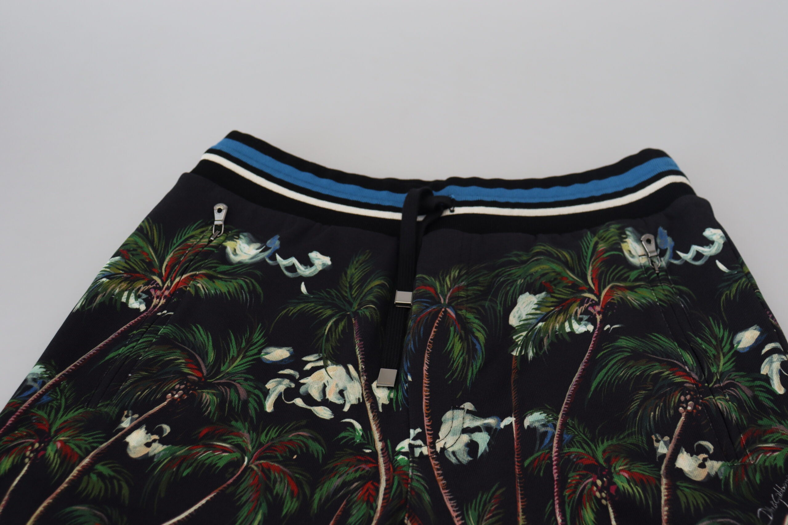 Dolce & Gabbana Black Cotton Shorts with Volcano Print