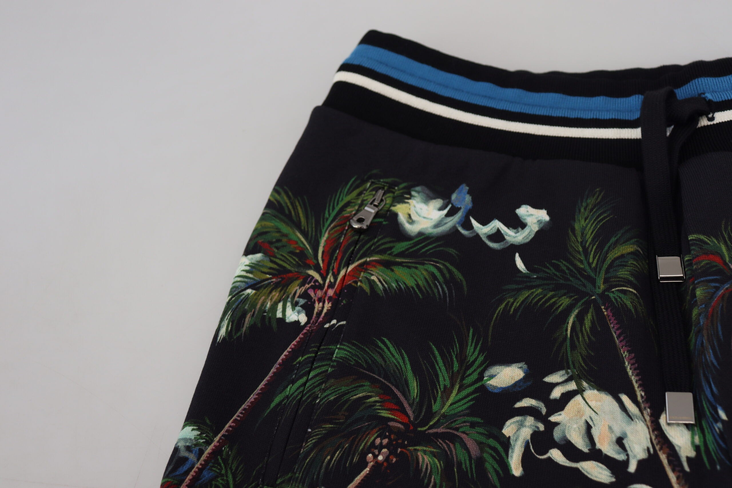 Dolce & Gabbana Black Cotton Shorts with Volcano Print