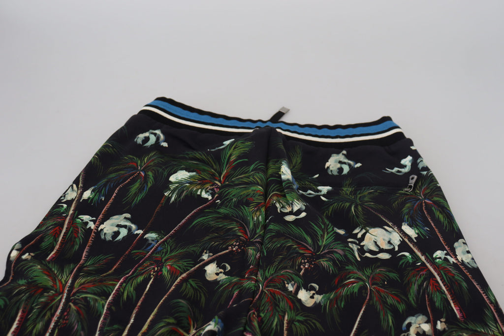 Dolce & Gabbana Black Cotton Shorts with Volcano Print