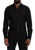 Dolce & Gabbana Black Long-Sleeve GOLD Shirt with Cotton Collar