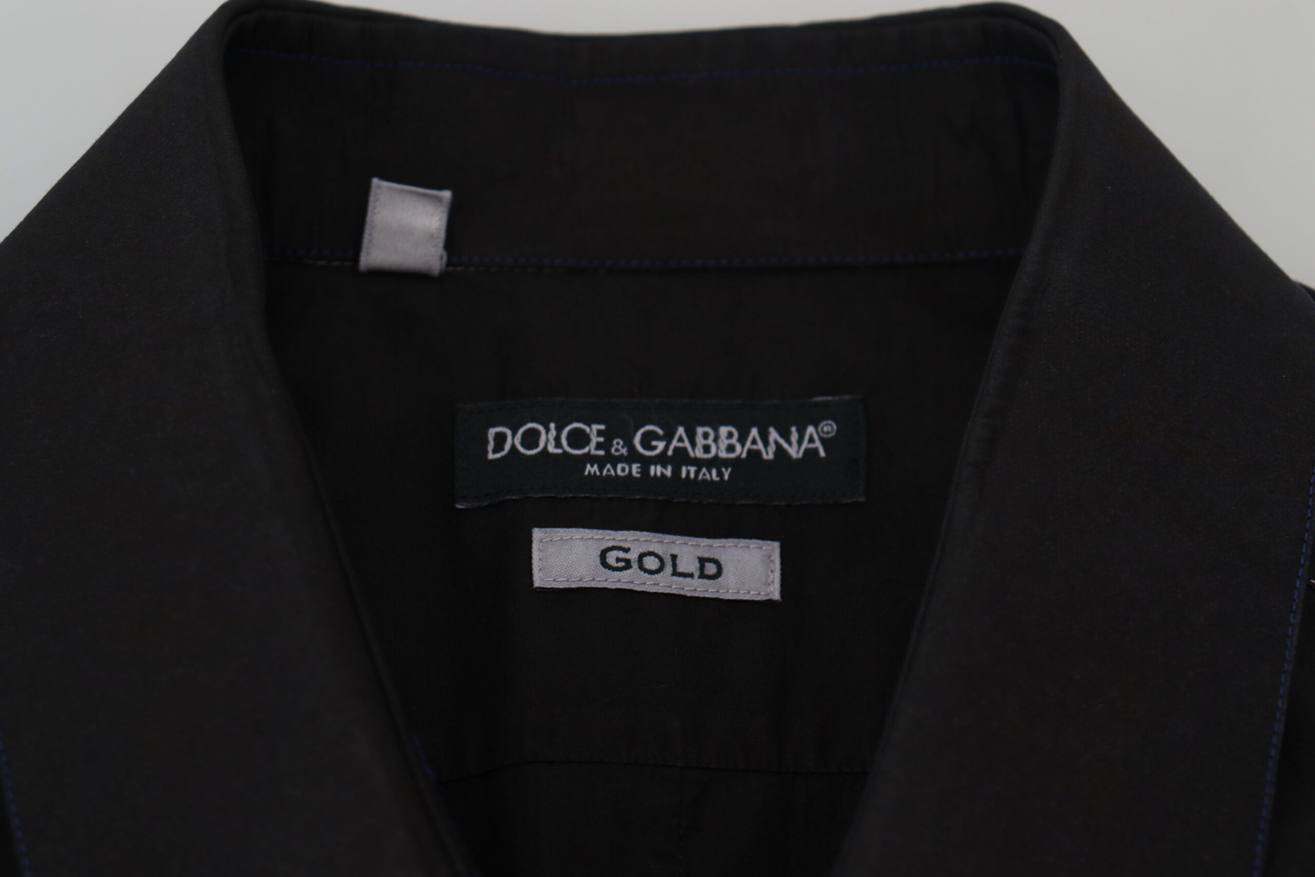 Dolce & Gabbana Black Long-Sleeve GOLD Shirt with Cotton Collar