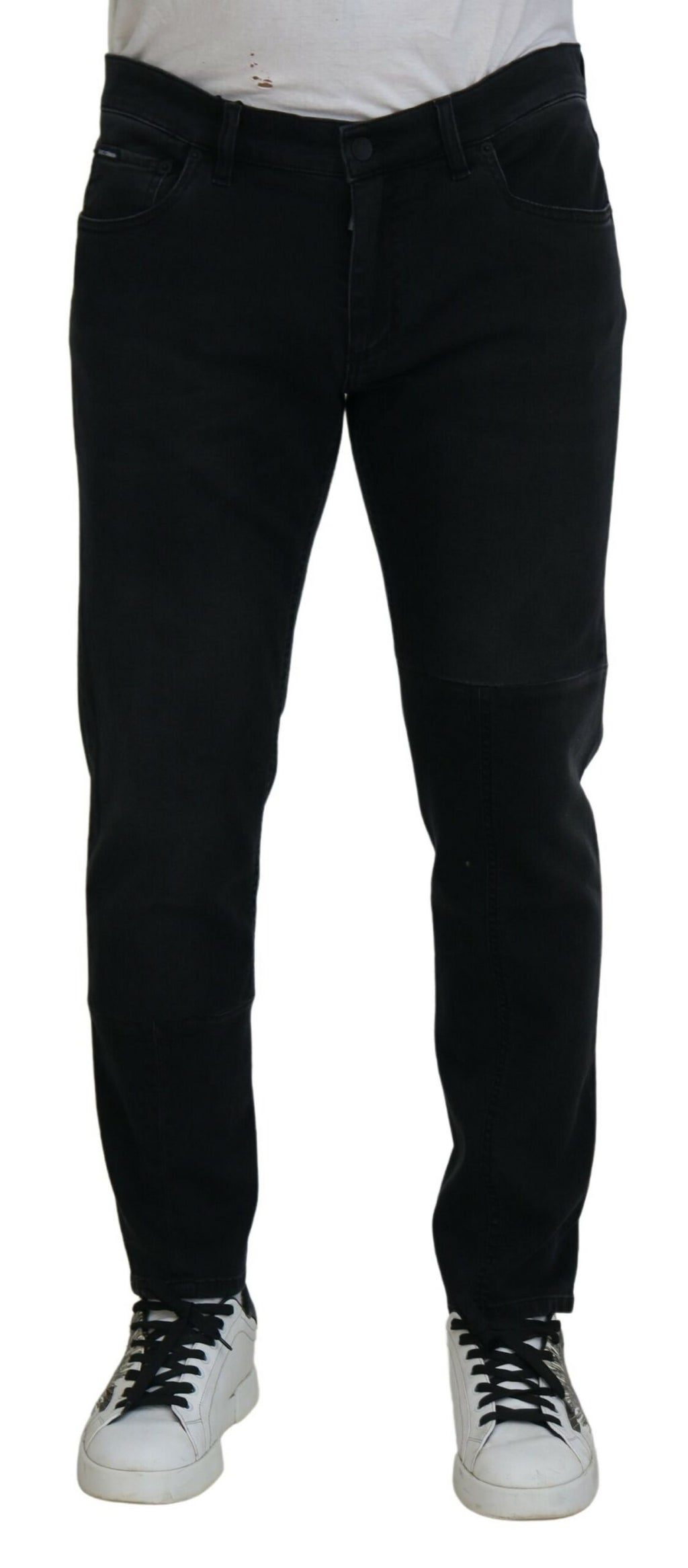 Dolce & Gabbana Black Skinny Jeans with Angel Embroidery