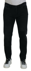 Dolce & Gabbana Black Skinny Jeans with Angel Embroidery