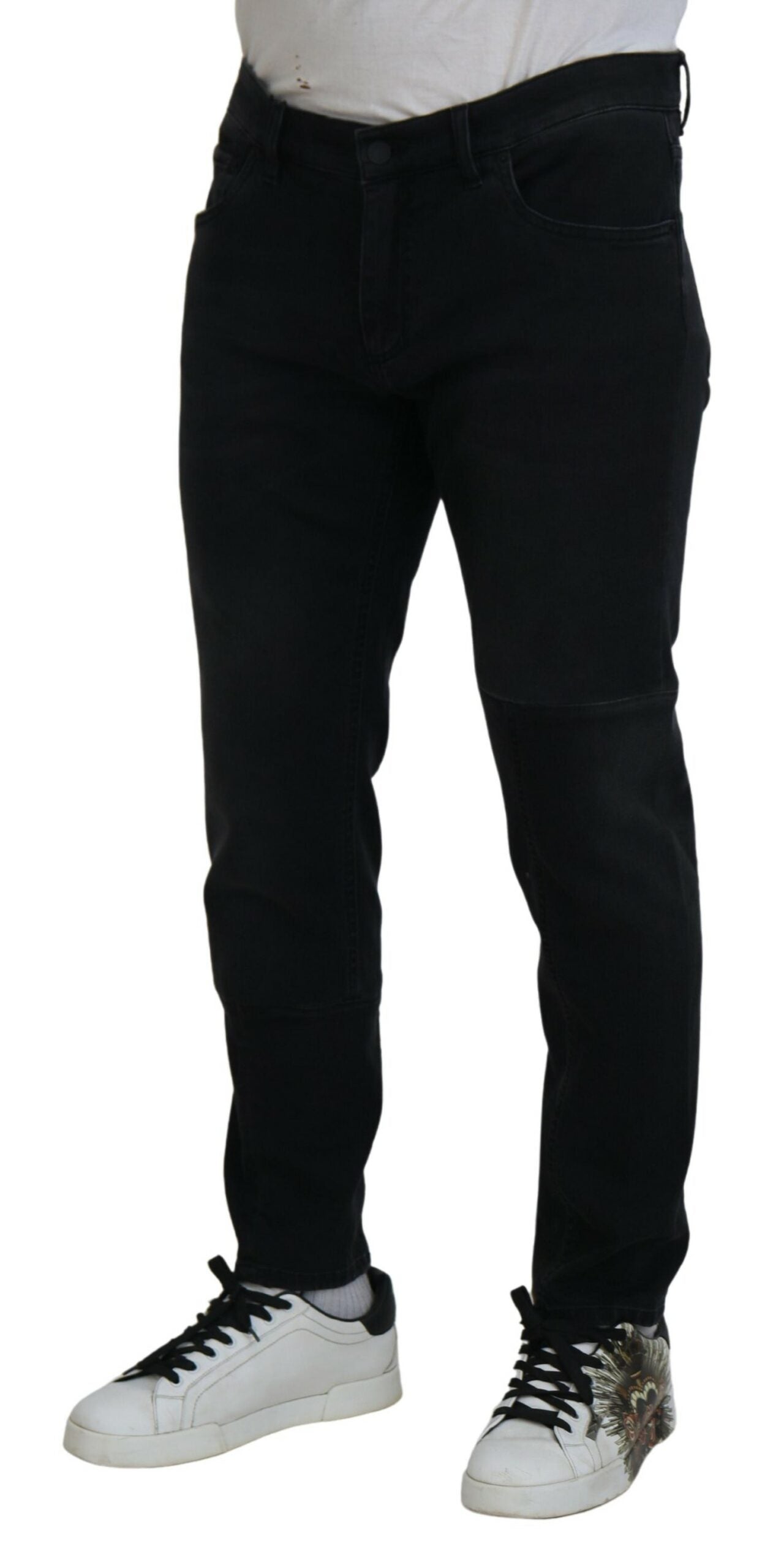 Dolce & Gabbana Black Skinny Jeans with Angel Embroidery