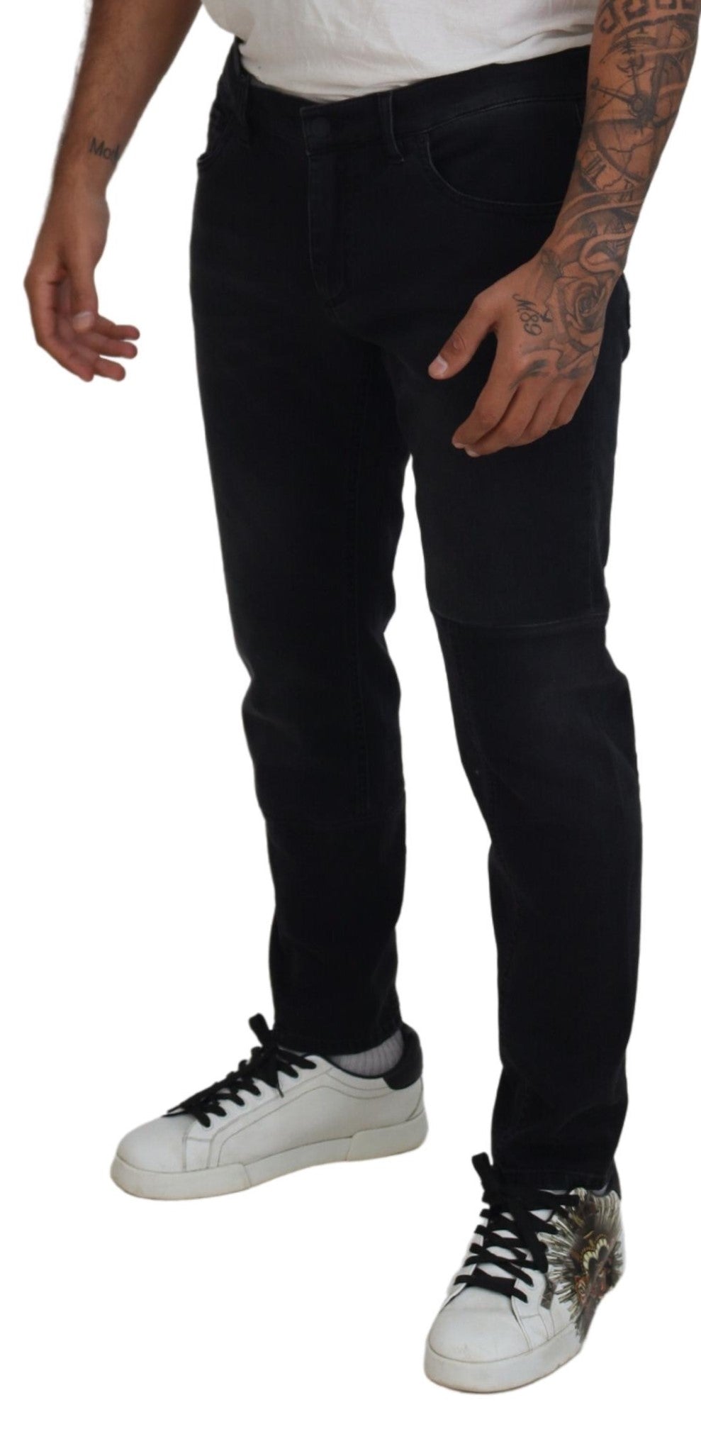 Dolce & Gabbana Black Skinny Jeans with Angel Embroidery