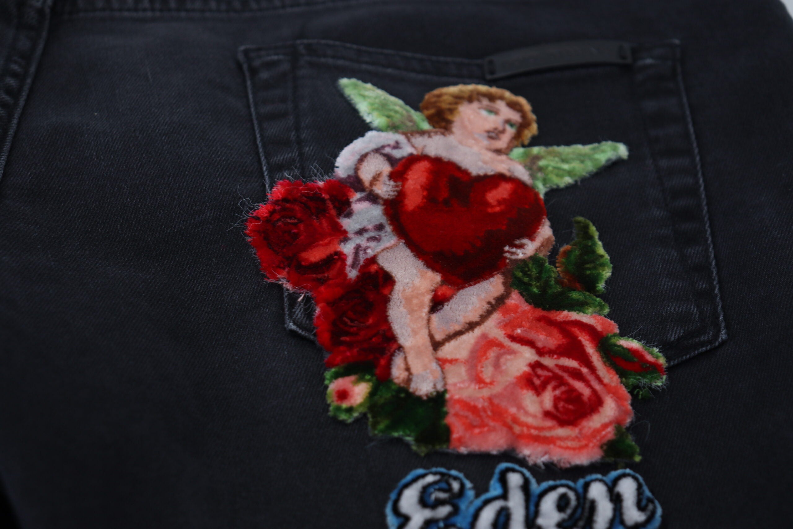 Dolce & Gabbana Black Skinny Jeans with Angel Embroidery