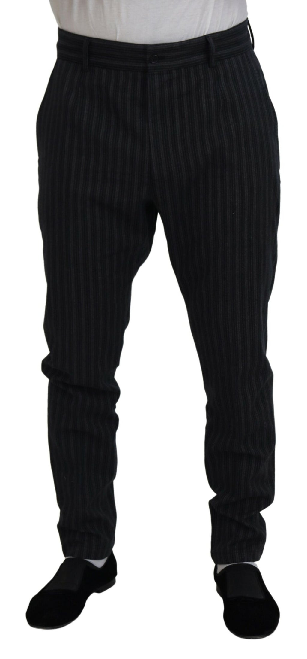 Dolce & Gabbana Dunkelgraue gestreifte Chino-Kleid-Hose
