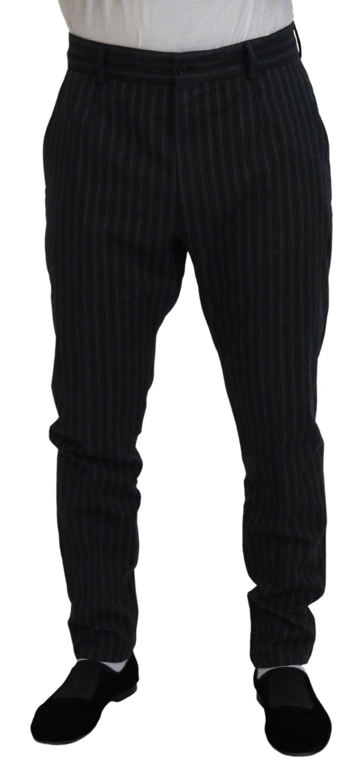 Dolce & Gabbana Dunkelgraue gestreifte Chino-Kleid-Hose