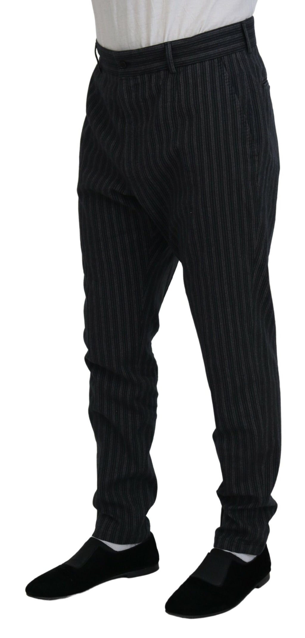 Dolce & Gabbana Dunkelgraue gestreifte Chino-Kleid-Hose