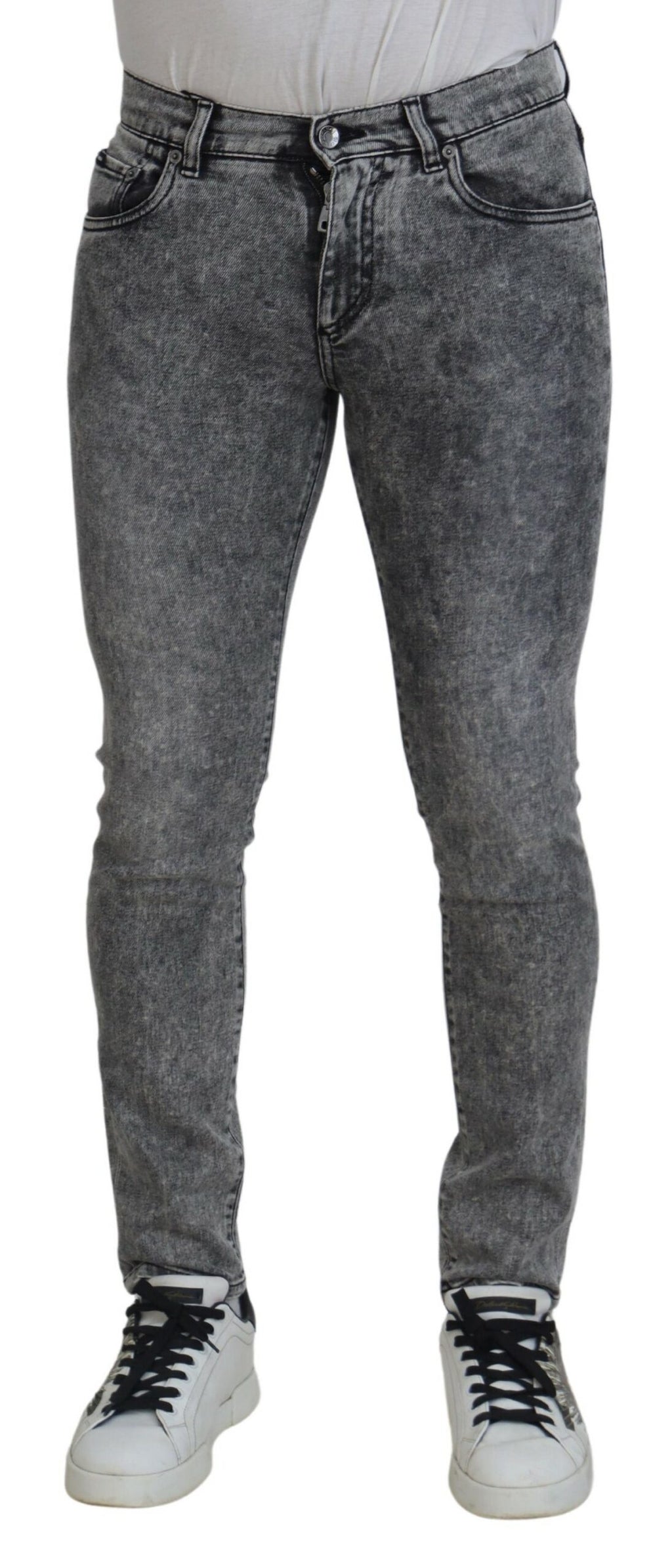 Dolce & Gabbana Grey Washed Cotton Slim Fit Men's Denim Jeans