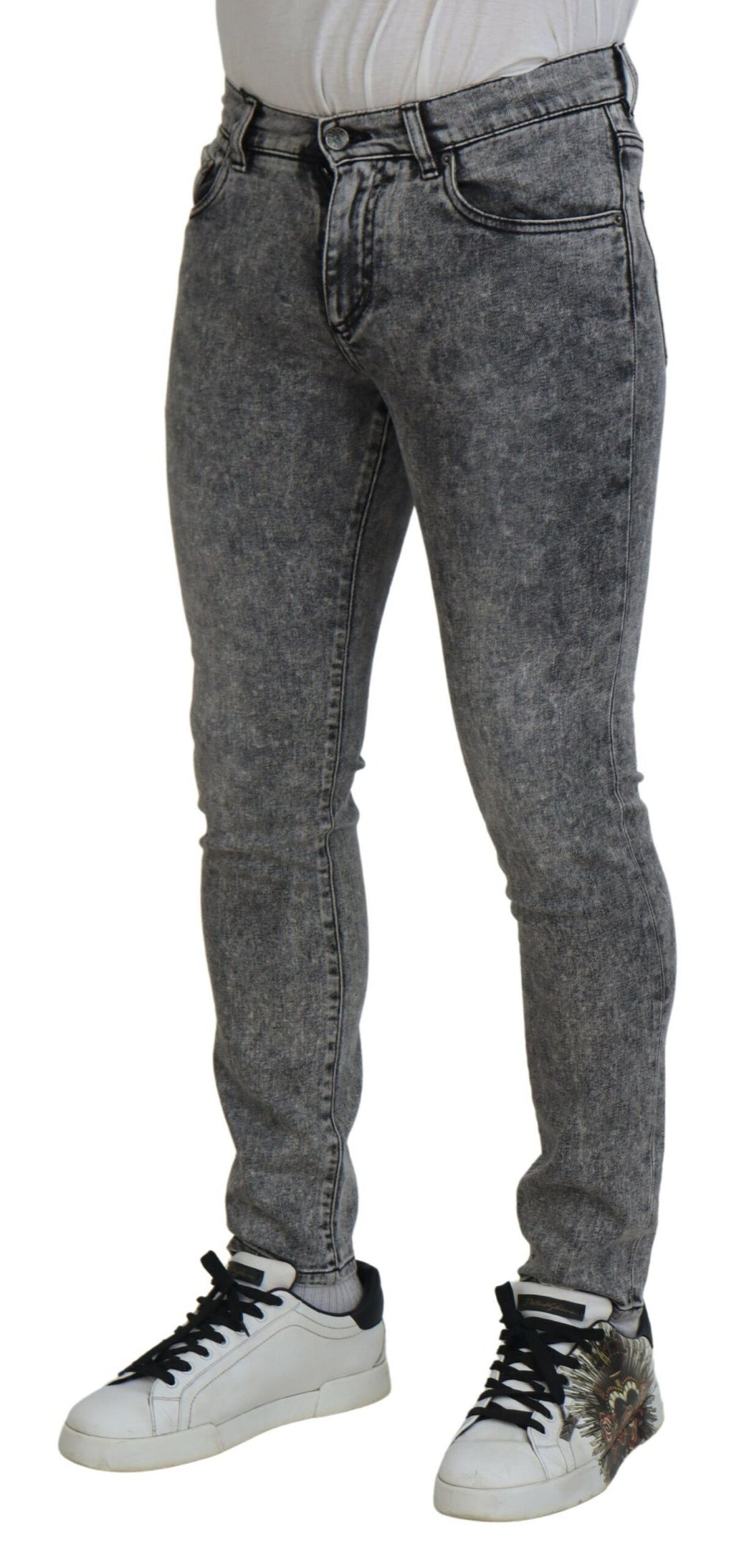 Dolce & Gabbana Grey Washed Cotton Slim Fit Men's Denim Jeans