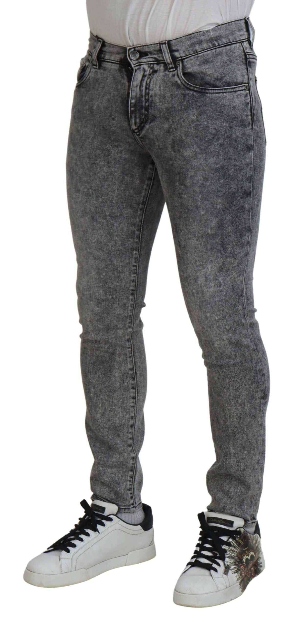 Dolce & Gabbana Grey Washed Cotton Slim Fit Men's Denim Jeans