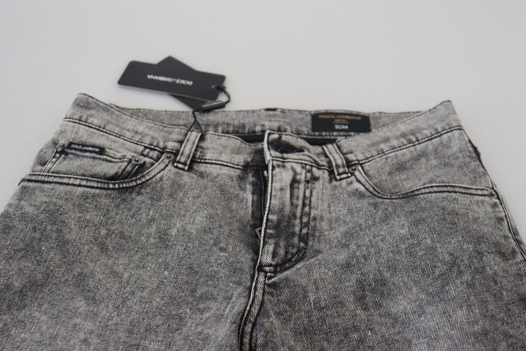 Dolce & Gabbana Grey Washed Cotton Slim Fit Men's Denim Jeans