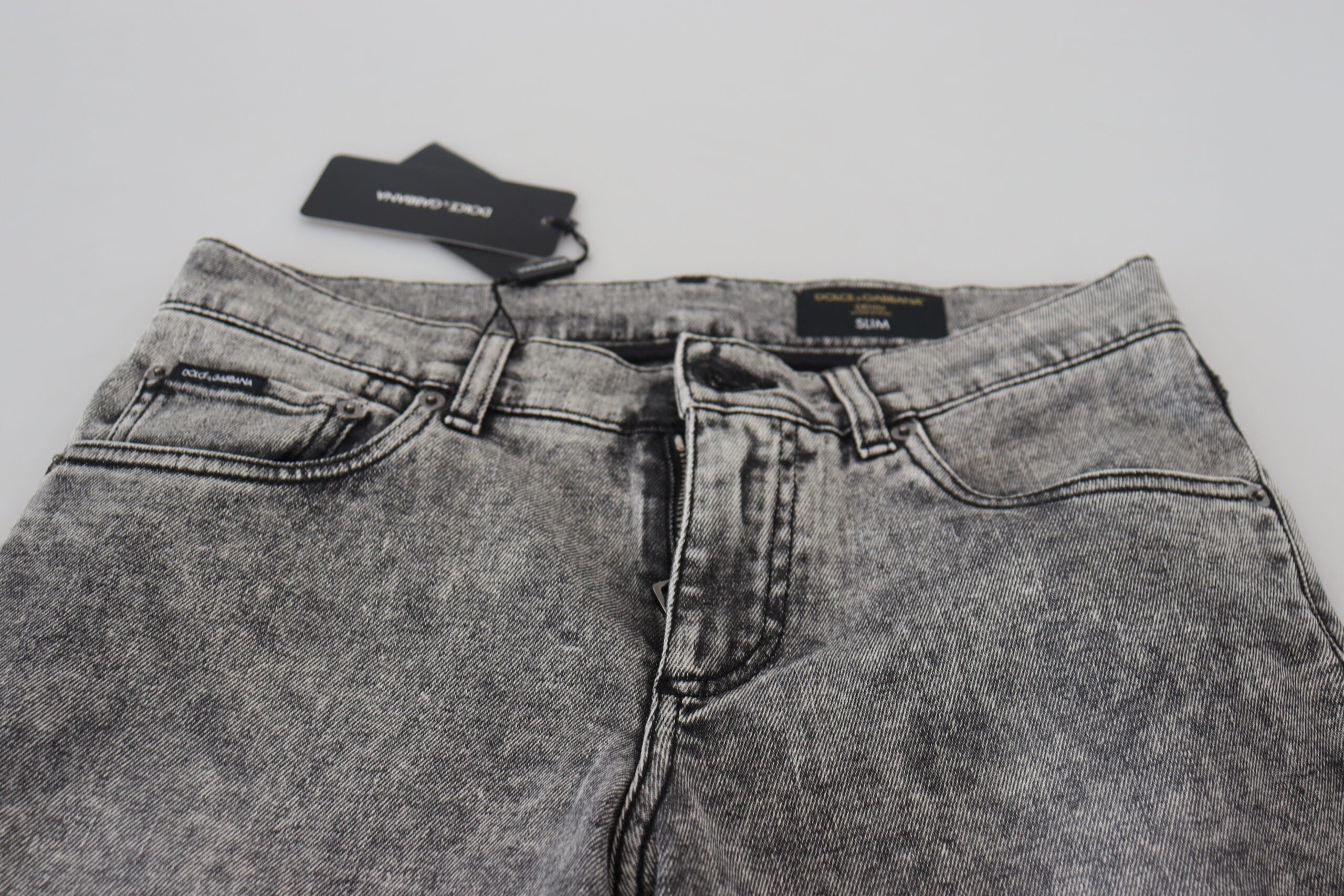 Dolce & Gabbana Grey Washed Cotton Slim Fit Men's Denim Jeans