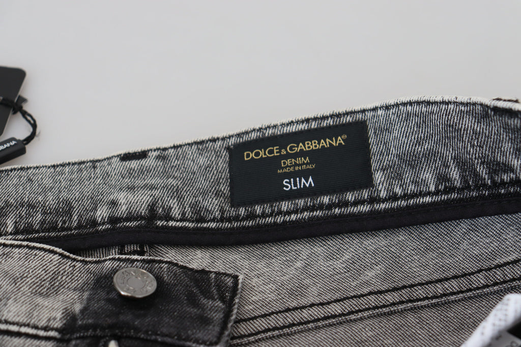 Dolce & Gabbana Grey Washed Cotton Slim Fit Men's Denim Jeans