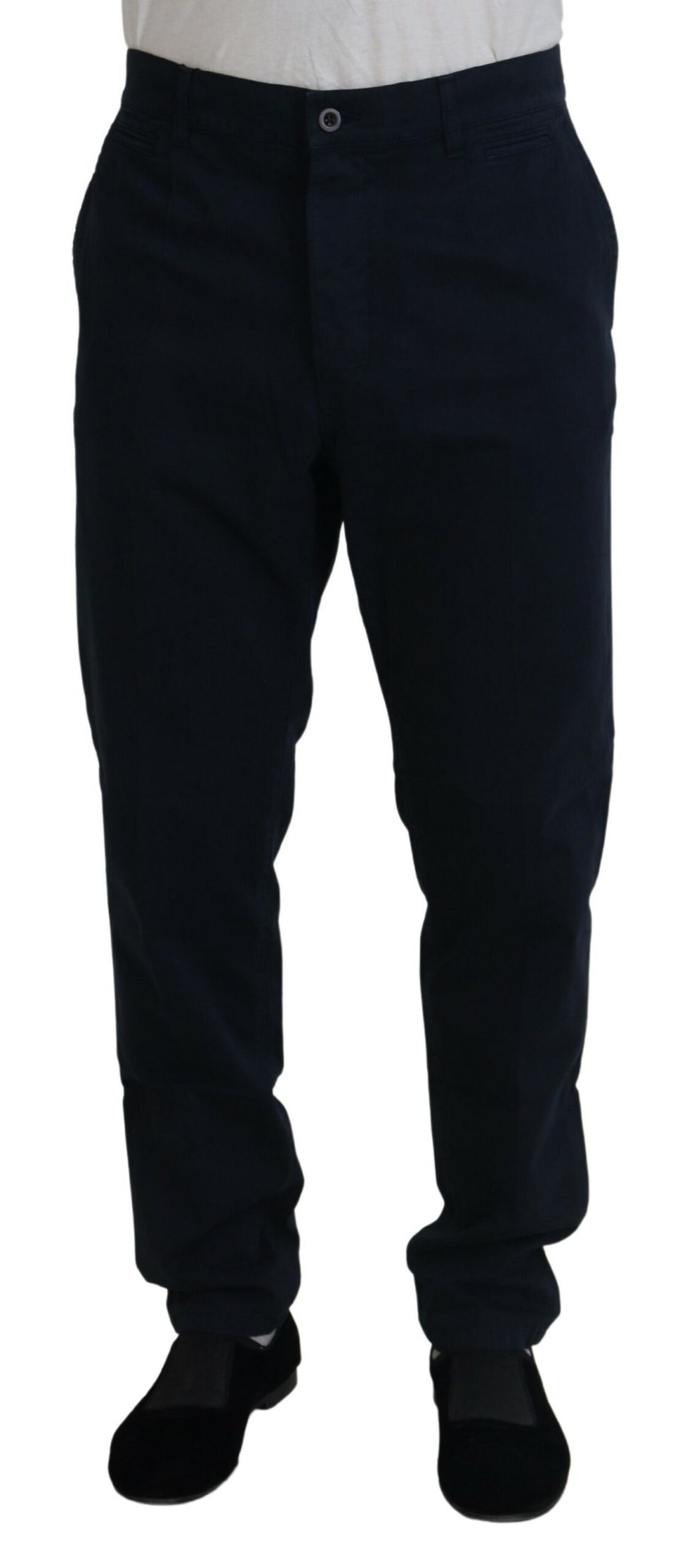 Dolce & Gabbana Blue Cotton Dress Formal Men's Trousers