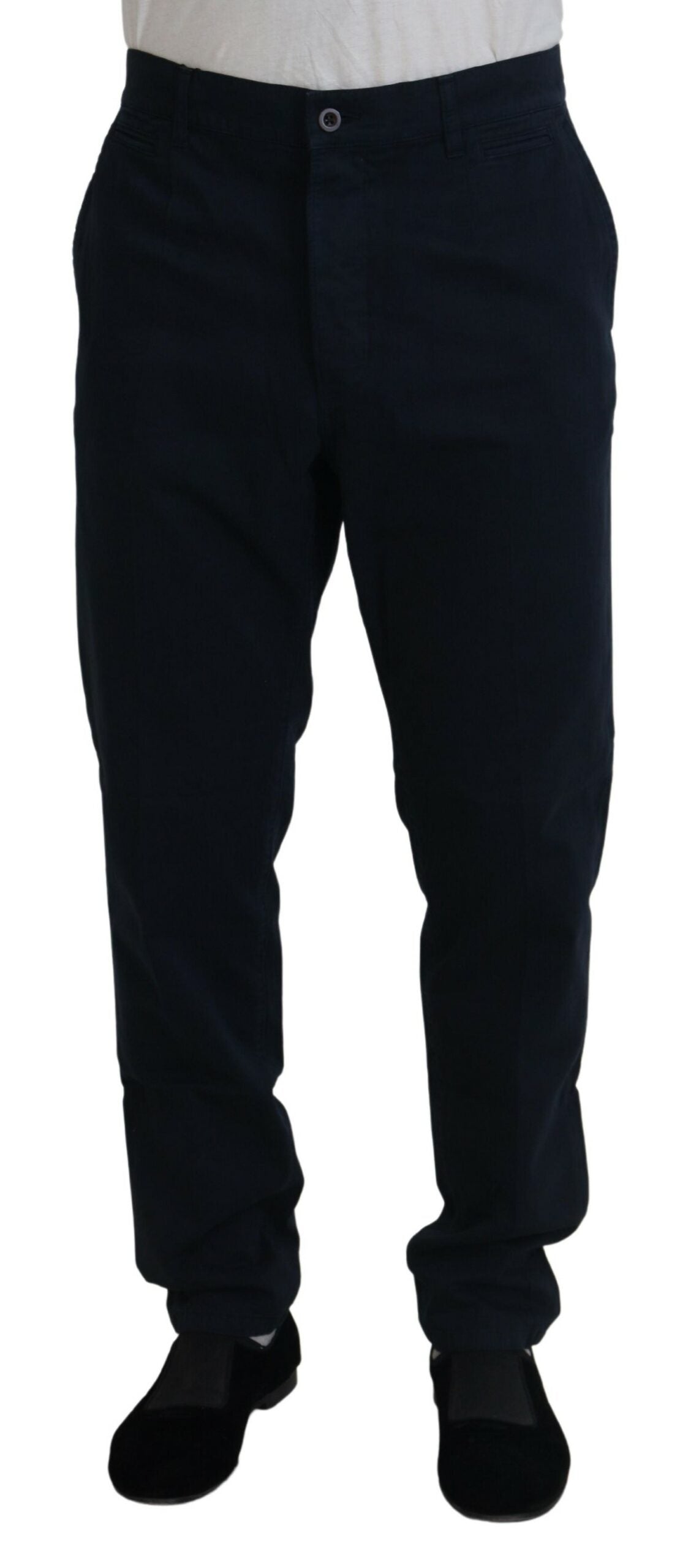 Dolce & Gabbana Blue Cotton Dress Formal Men's Trousers