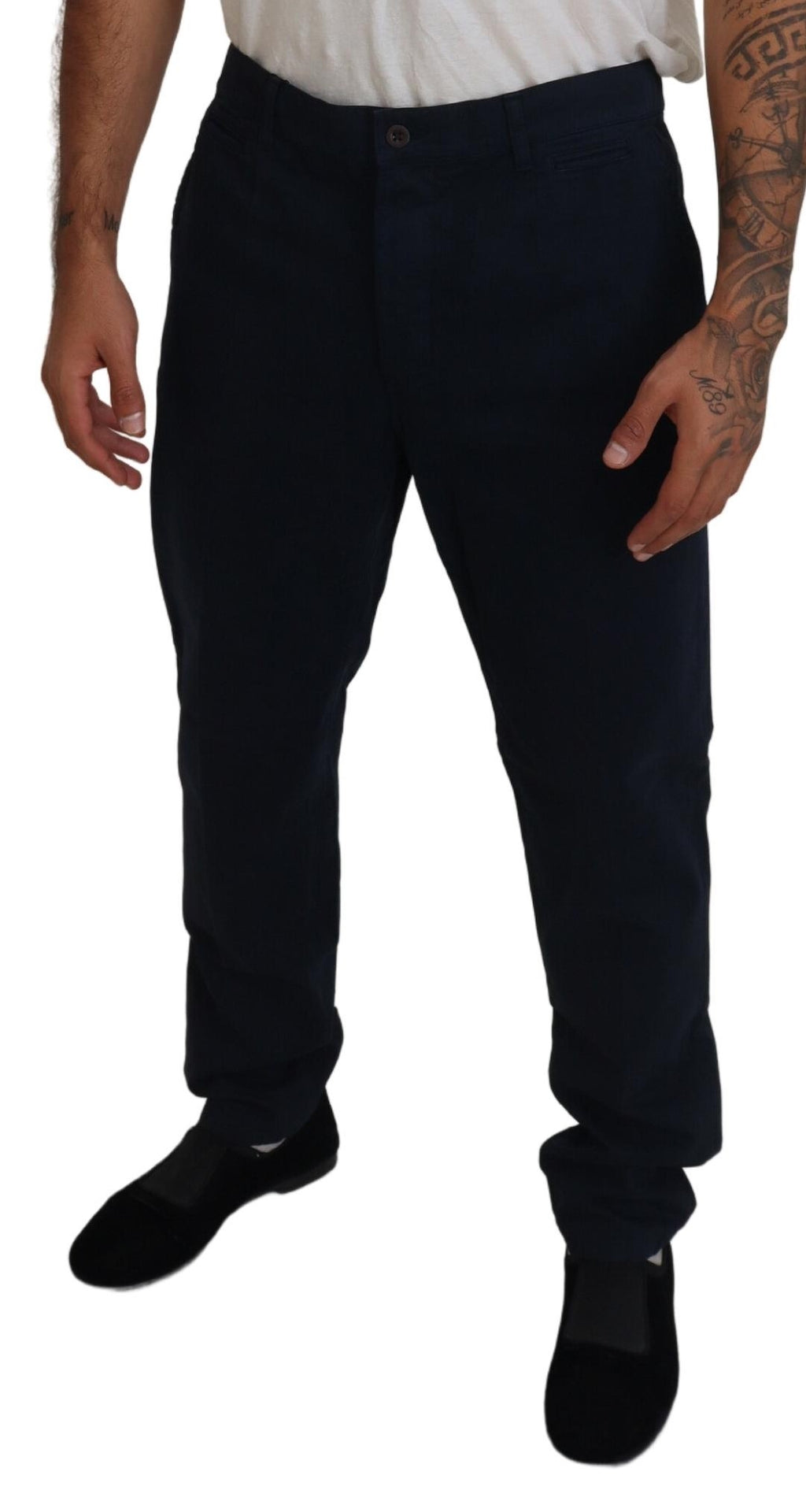 Dolce & Gabbana Blue Cotton Dress Formal Men's Trousers