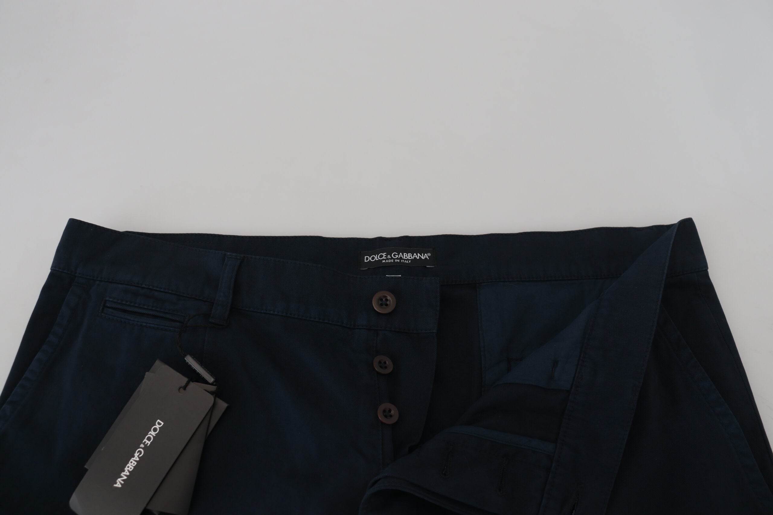 Dolce & Gabbana Blue Cotton Dress Formal Men's Trousers