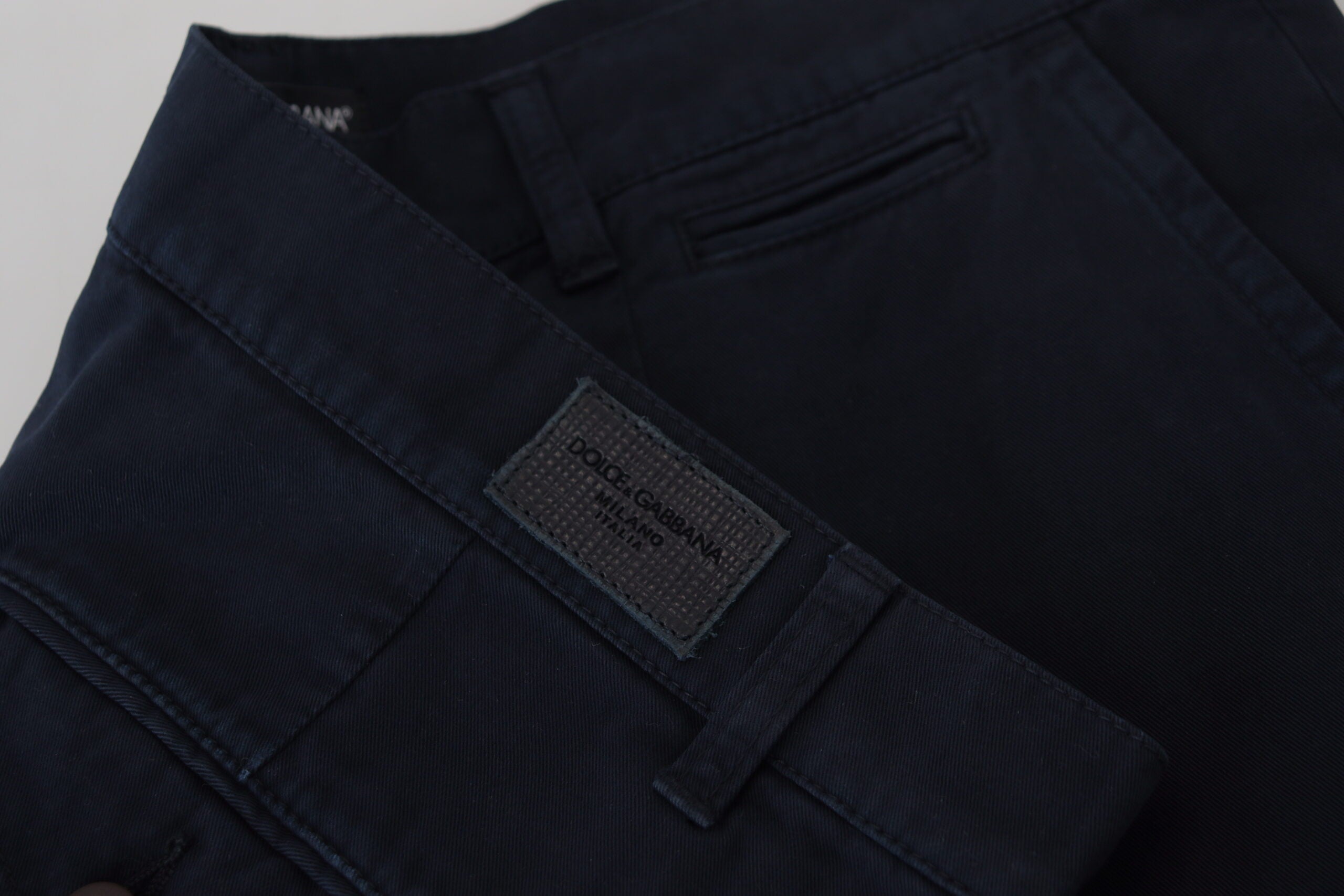 Dolce & Gabbana Blue Cotton Dress Formal Men's Trousers