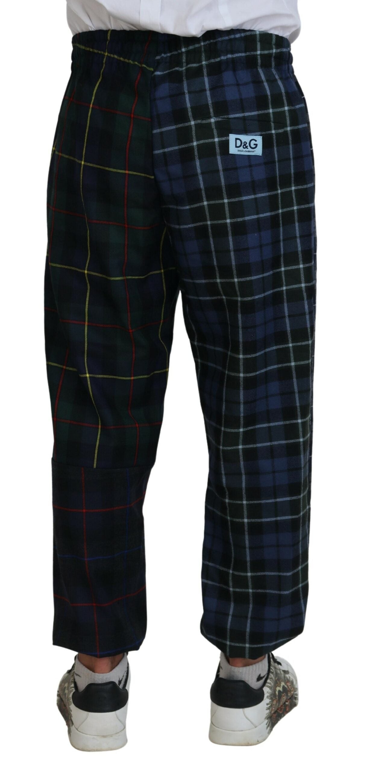 Dolce & Gabbana Multicolor karierte Wolle Herren Jogger Hose