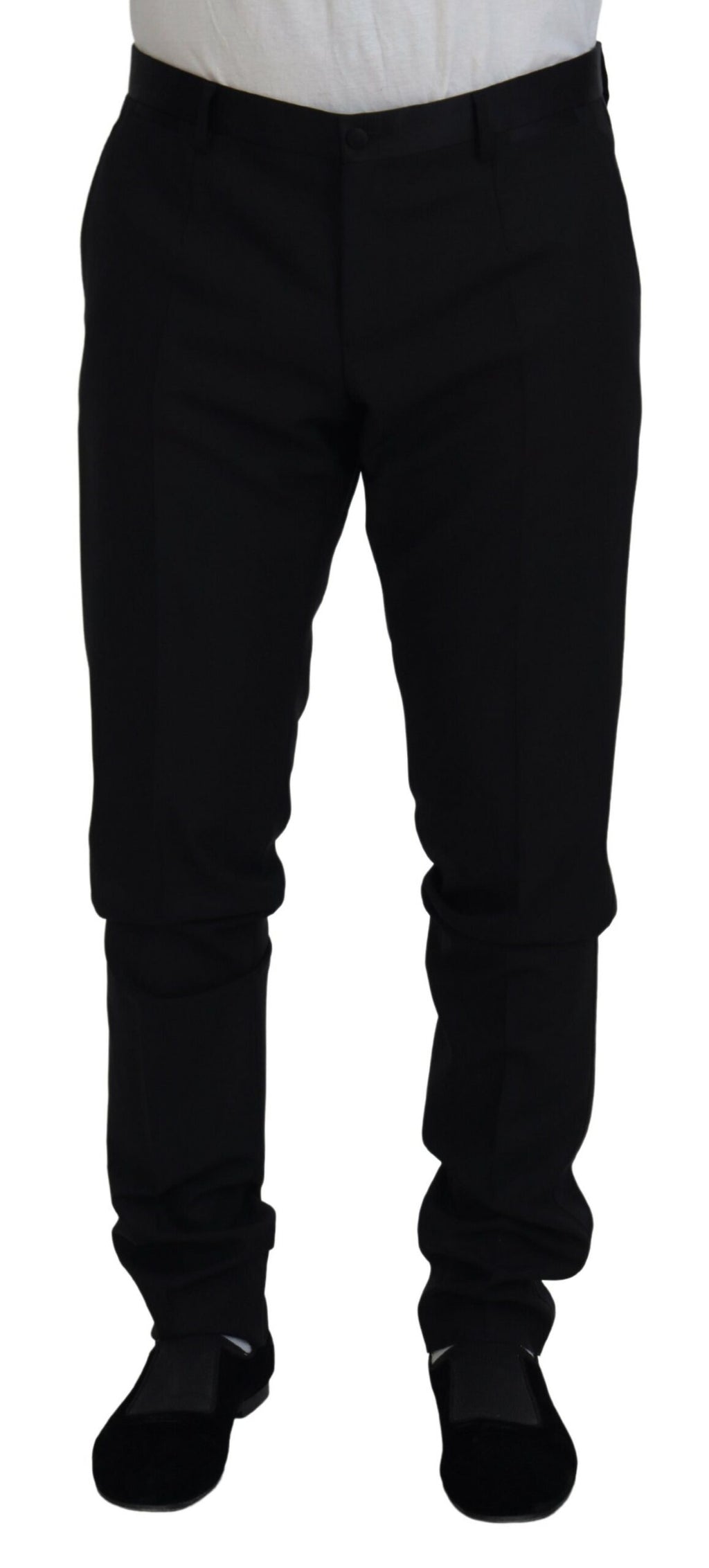Dolce & Gabbana Black Wool Chino Dress Formal Trousers
