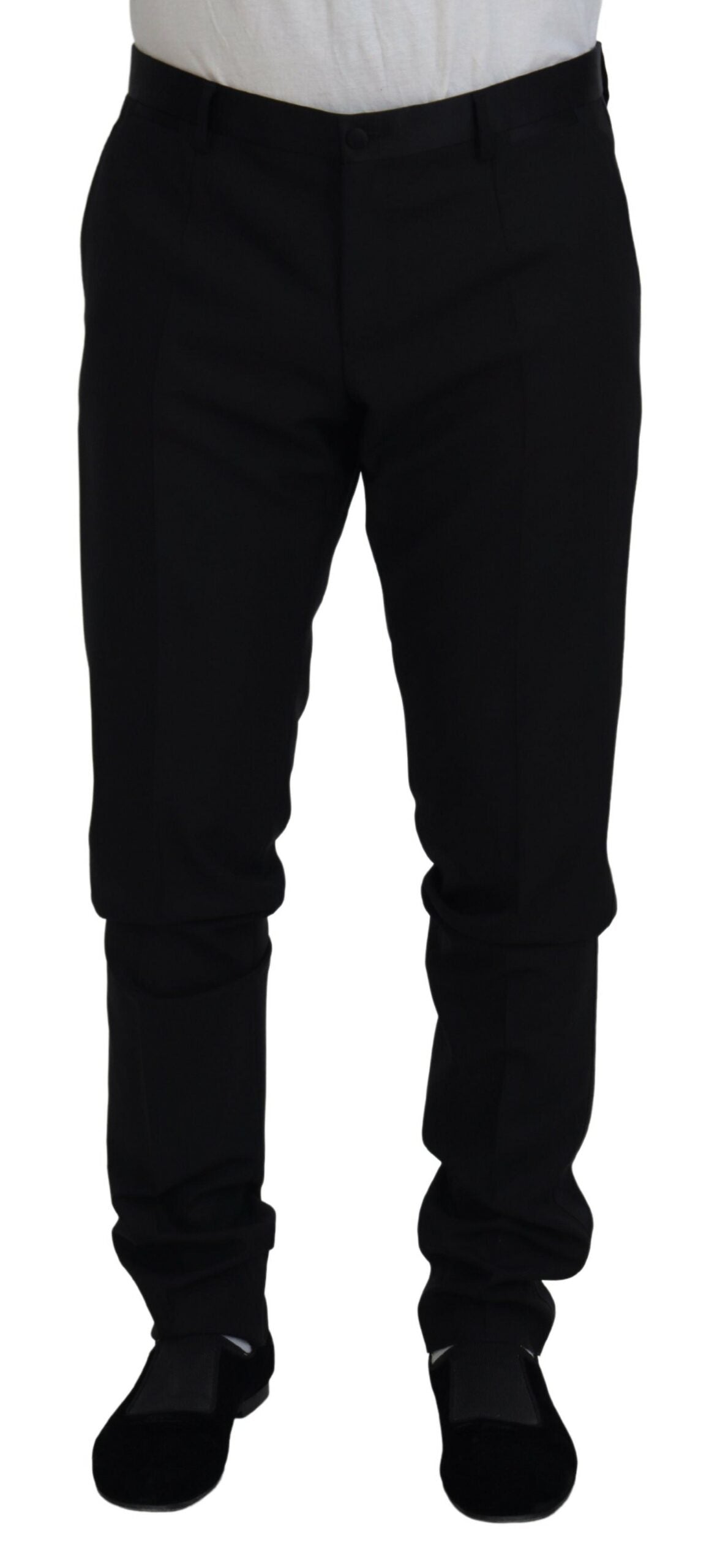 Dolce & Gabbana Black Wool Chino Dress Formal Trousers