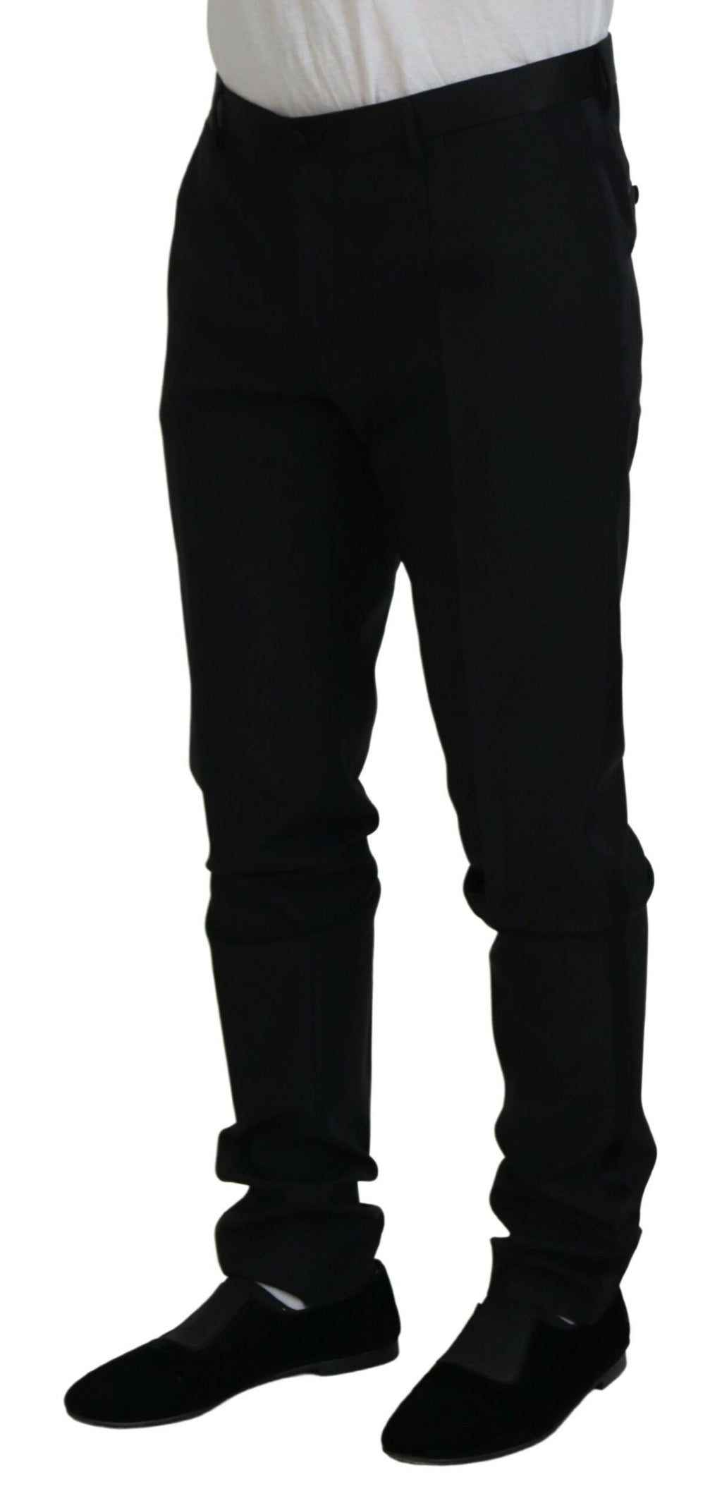 Dolce & Gabbana Black Wool Chino Dress Formal Trousers