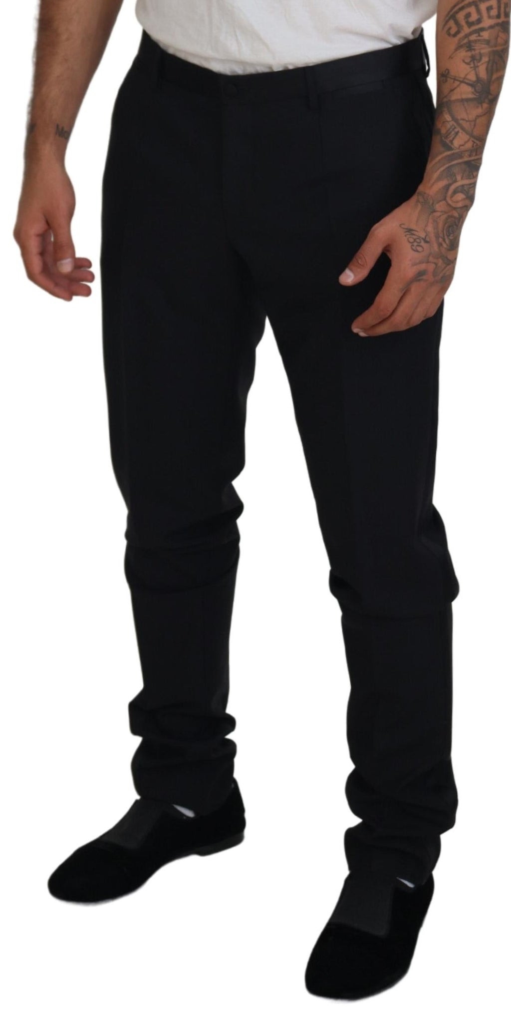 Dolce & Gabbana Black Wool Chino Dress Formal Trousers
