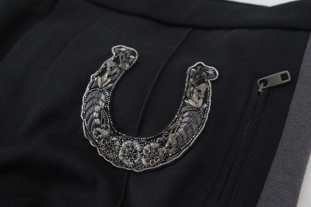 Dolce & Gabbana Schwarze Woll-Hufeisen-Jogger-Hose