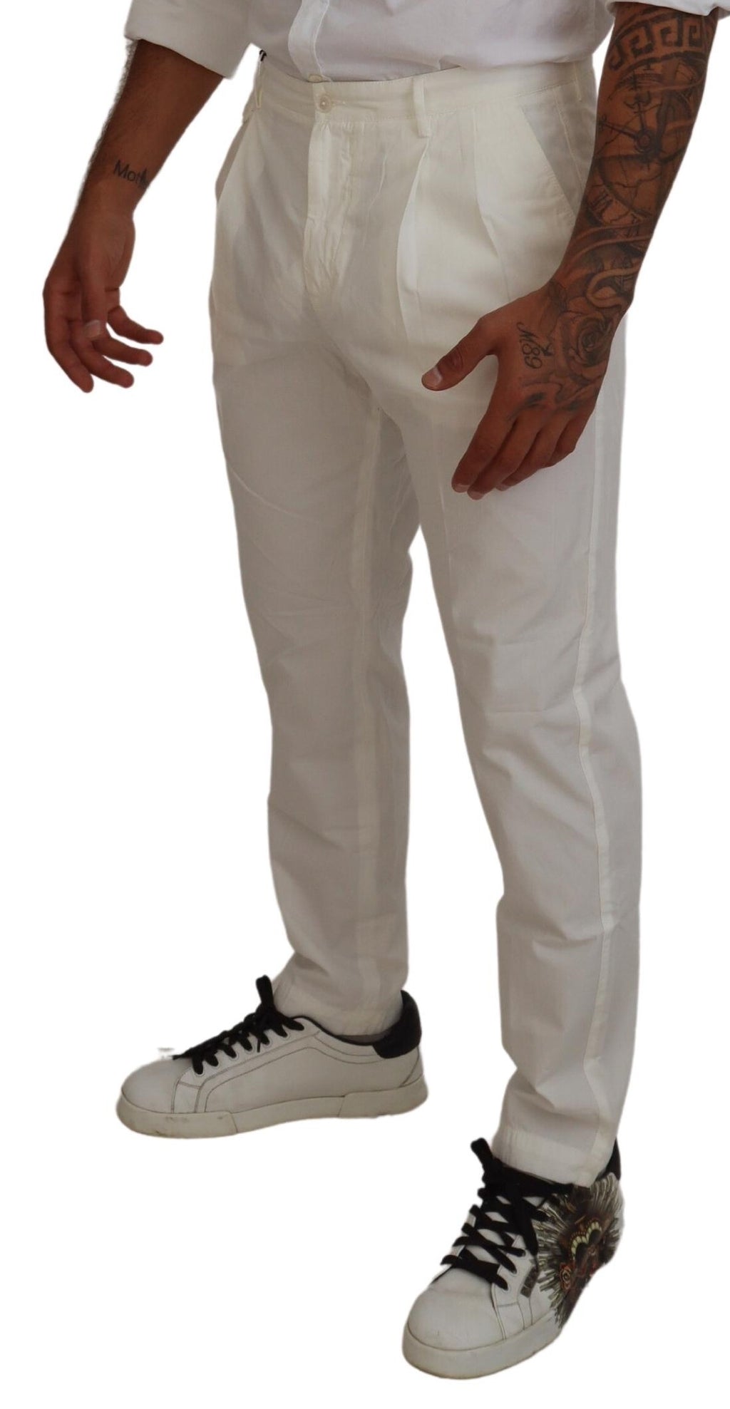 Dolce & Gabbana Weiße Skinny Chino-Hose aus Baumwolle