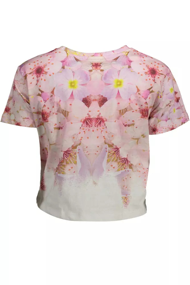 Desigual Chic Pink Embroidered Cotton T-Shirt