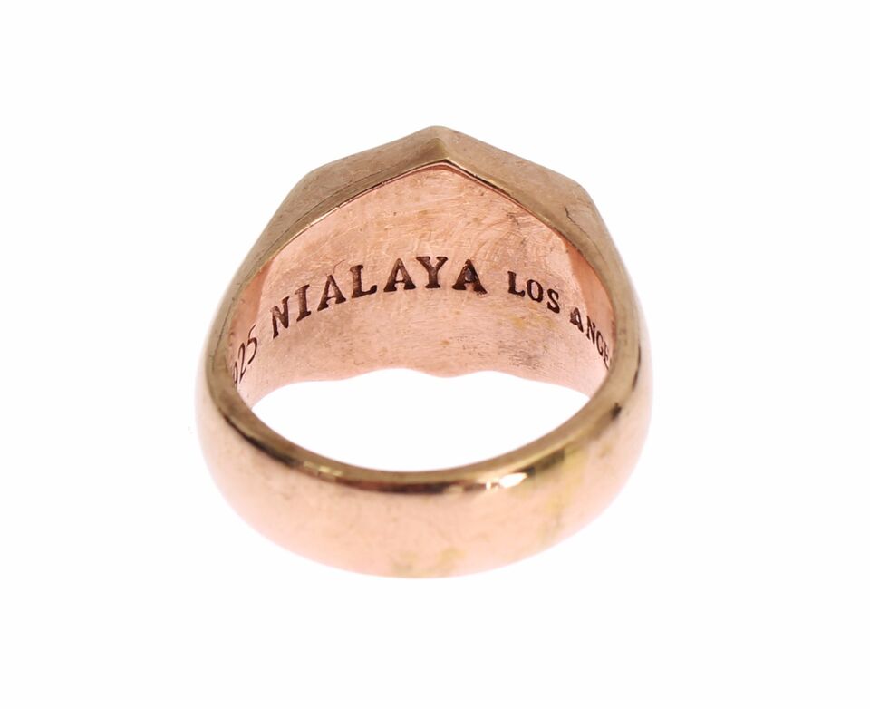 Nialaya Rose Gold 925 Silver Authentic Clear Ring