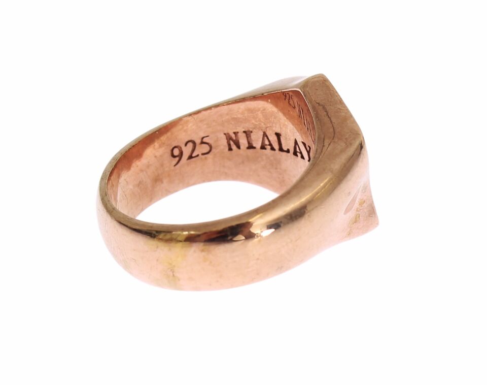 Nialaya Rose Gold 925 Silver Authentic Clear Ring