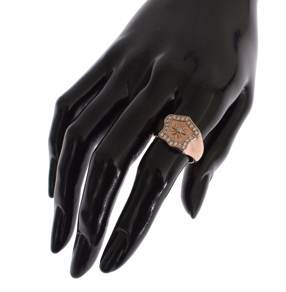 Nialaya Rose Gold 925 Silver Authentic Clear Ring