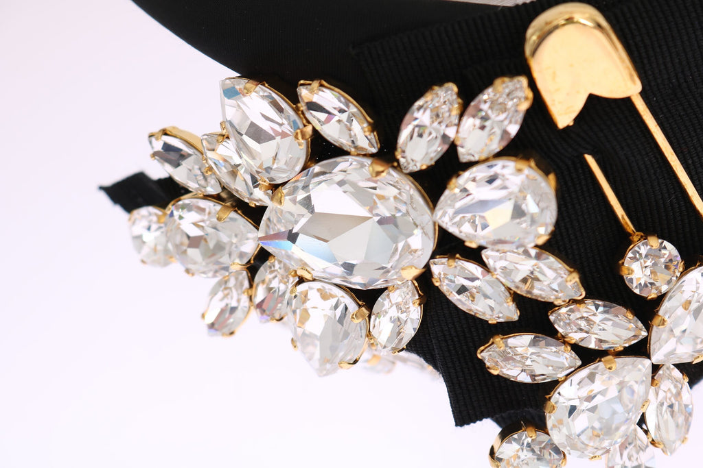 Dolce & Gabbana Schwarz Kristall Weiß Haar Parrucchiera Stirnband Diadem